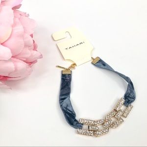 Tahari  Blue Velvet & Rhinestone Choker🌹